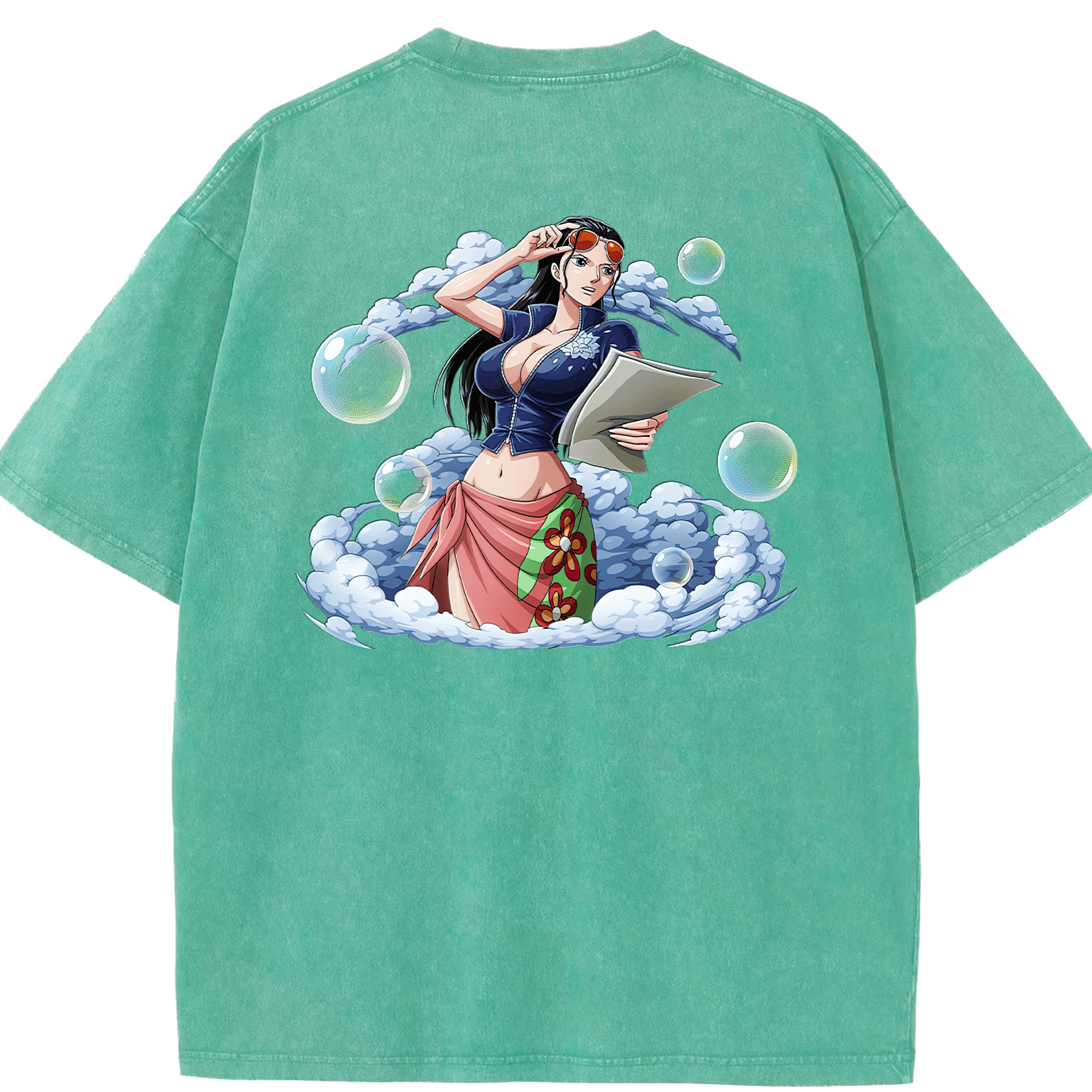 ワンピース ニコ・ロビン ONE PIECE Nico Robin 綿100% ヴィンテージ風 半袖Tシャツ（背面プリント）